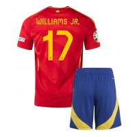 Camiseta España Nico Williams #17 Primera Equipación para niños Eurocopa 2024 manga corta (+ pantalones cortos)